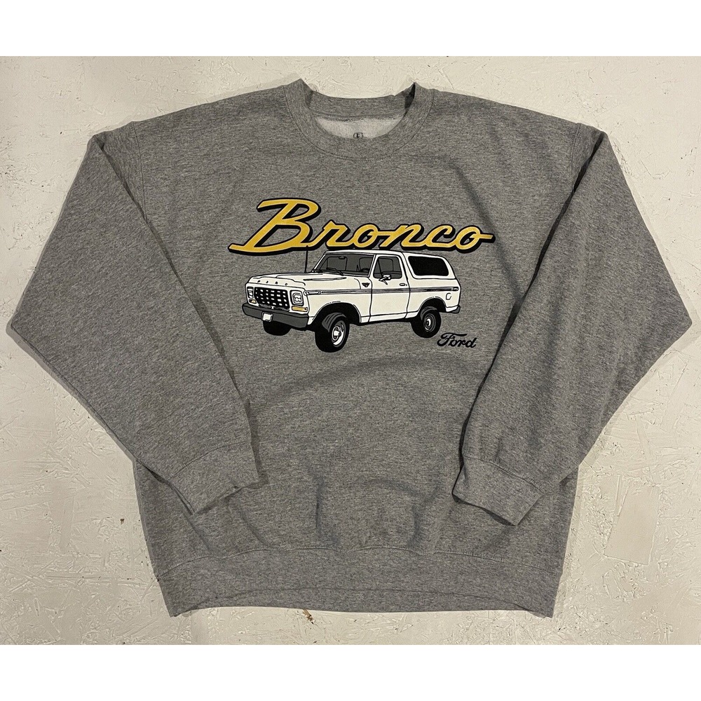 Ford‎ Bronco Gray Double Sided Long Sleeve Crewneck Sweatshirt Adult Size Large